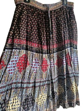 Vintage Black Multi-Print Bohemian Circle Skirt